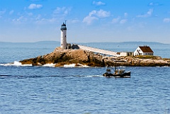 Fishing Boat Passes White Island (Isles of Shoals) Lighthouse